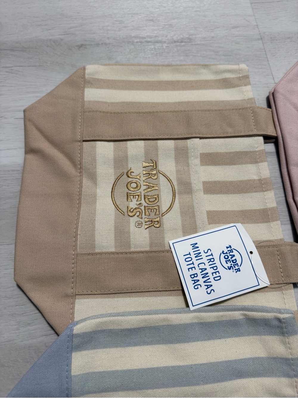 New Trader Joe’s Summer Striped Mini Canvas Tote Bags All 4 Colors - Picture 2 of 7